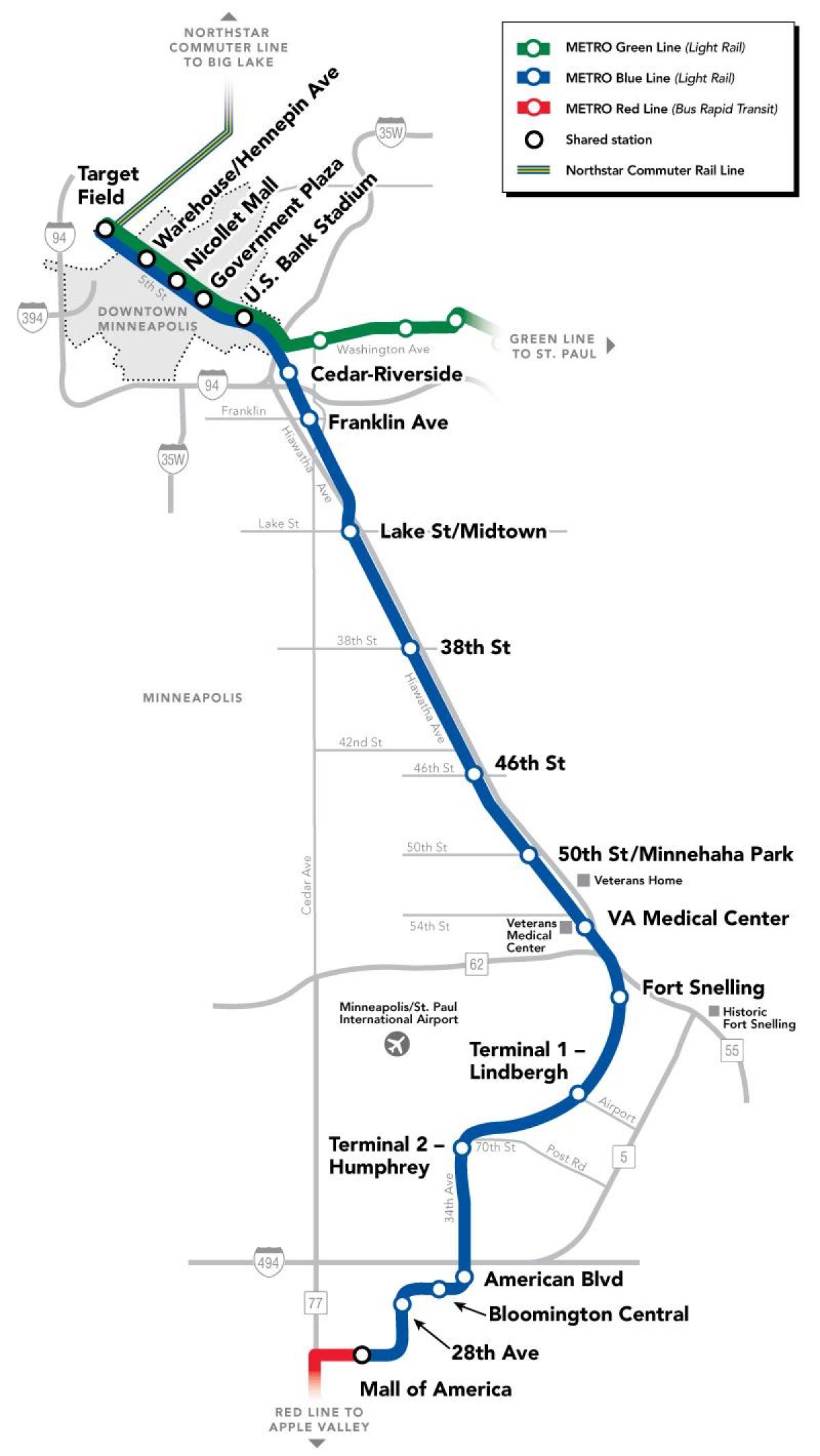 washington metro modrá linka mapě