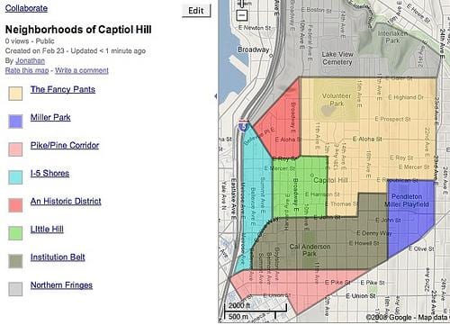 mapa capitol hill okolí