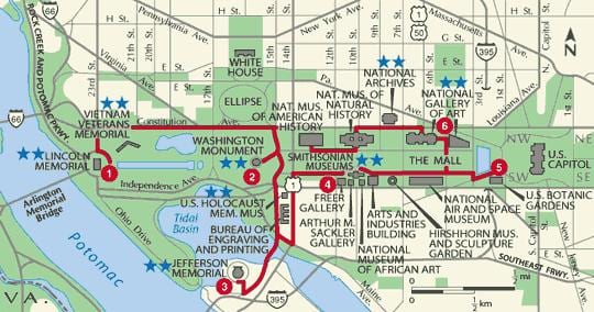 washington chůze mapě