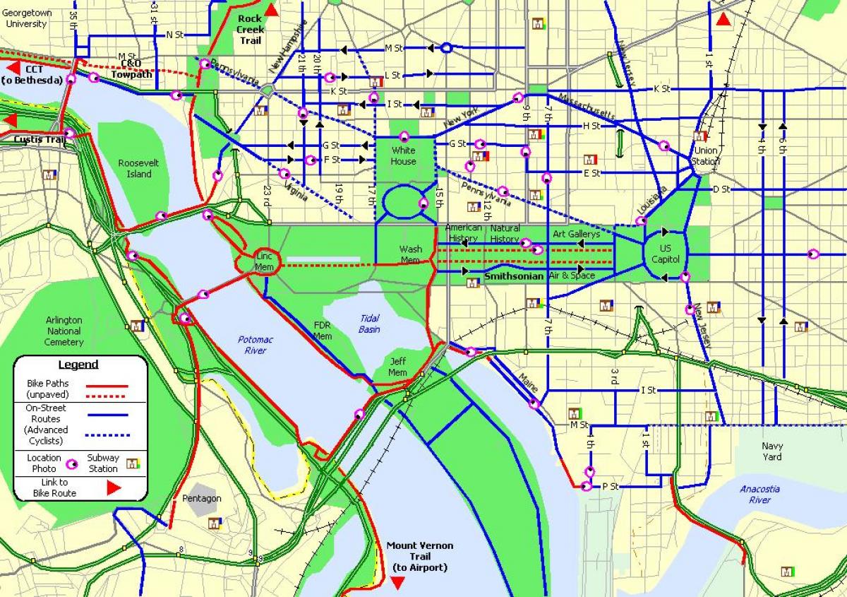 mapa dc bike lane
