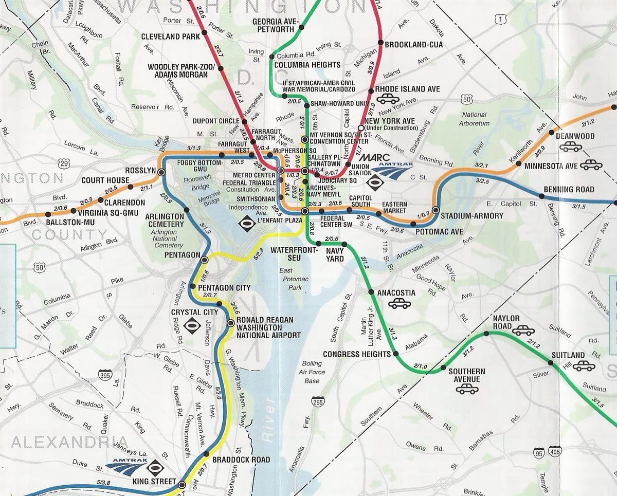 washington dc mapě, s zastávek metra
