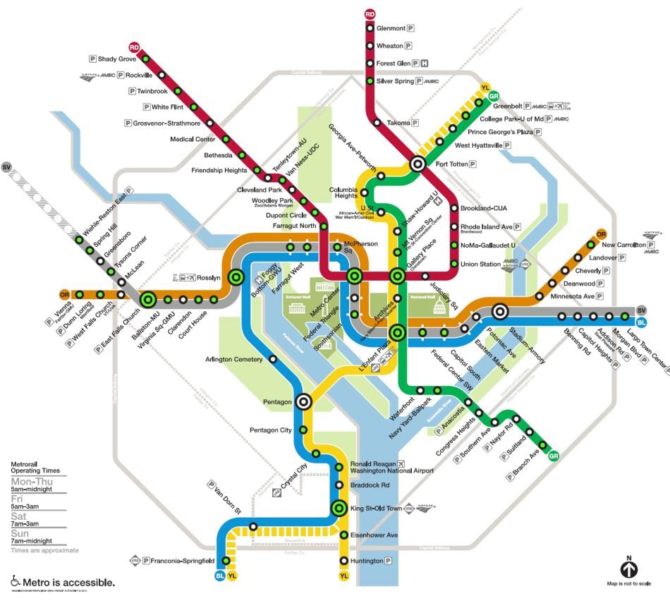 washington metra mapě