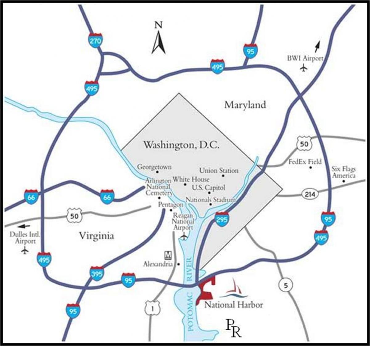 washington metropolitní oblast mapě