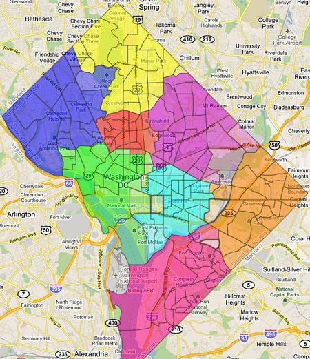 washington dc ward mapě