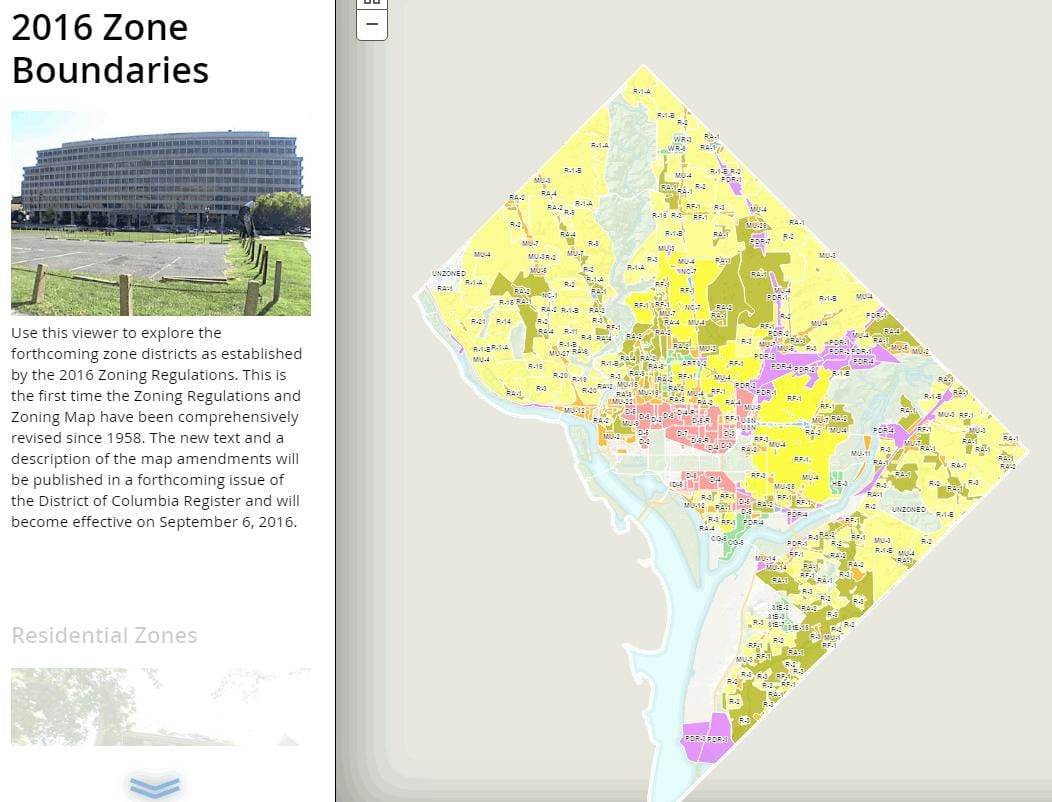 washington dc zónování mapa