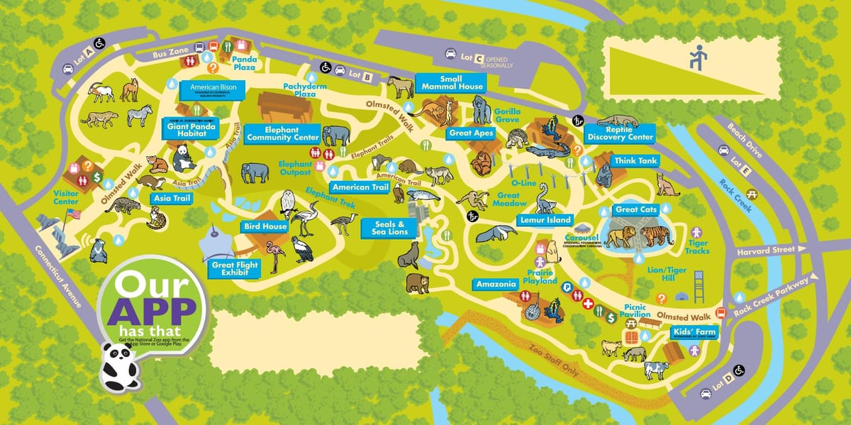 washington zoo mapě