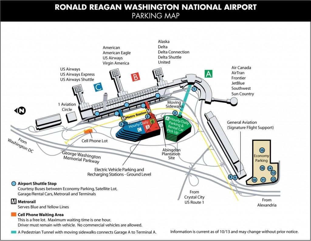washington dca letiště mapě
