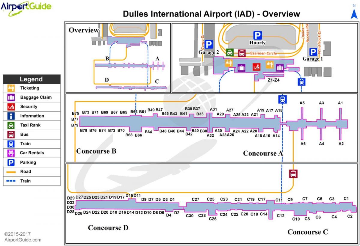 dulles letiště terminál mapě