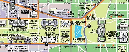mapa washingtonu, dc muzea a památky