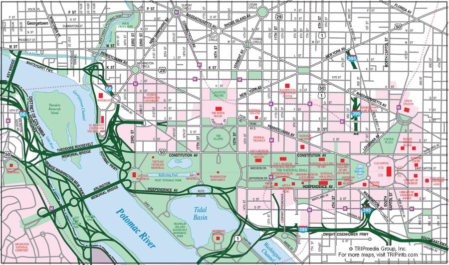 washington downtown mapě