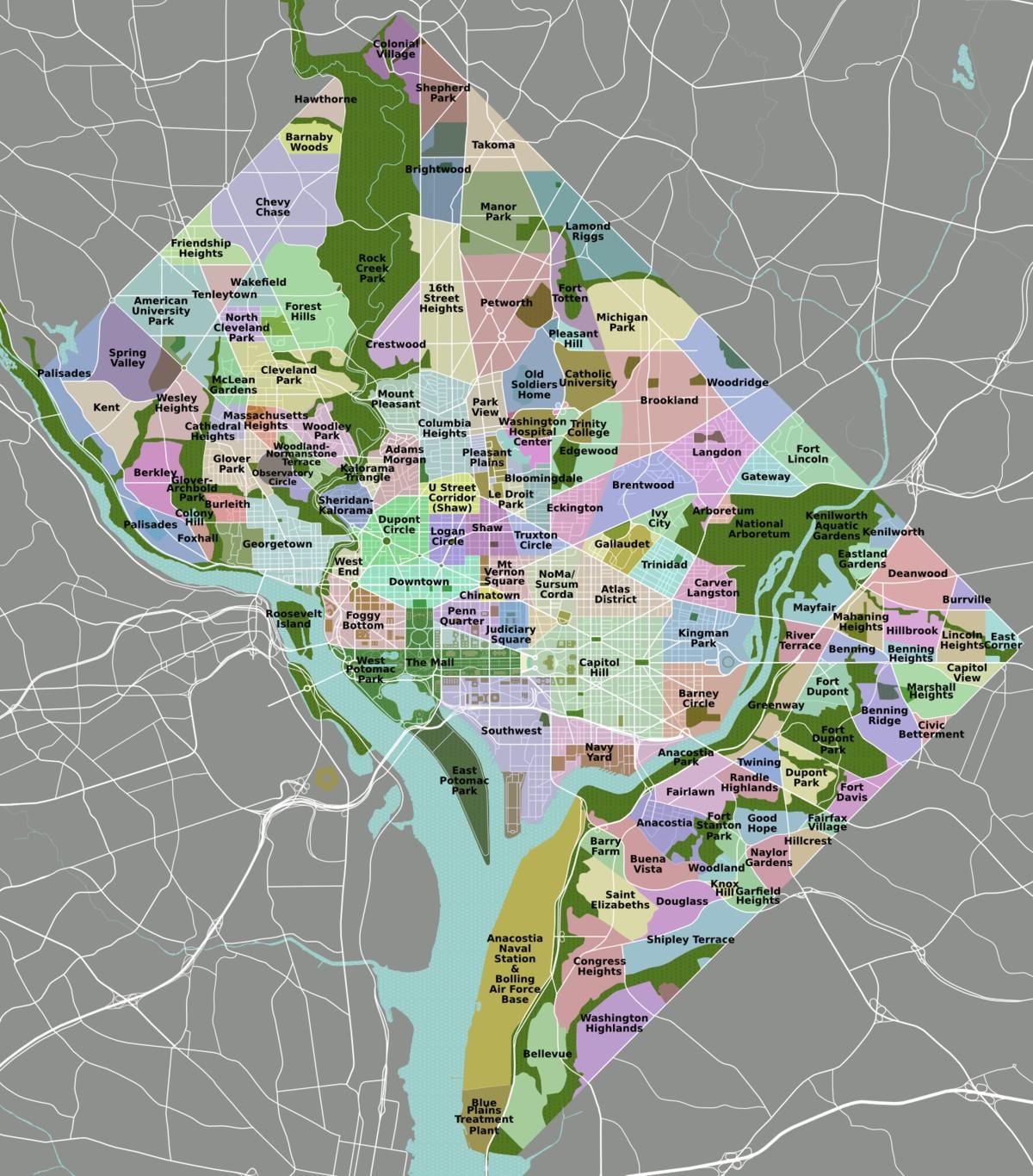 mapa z dc a okolí