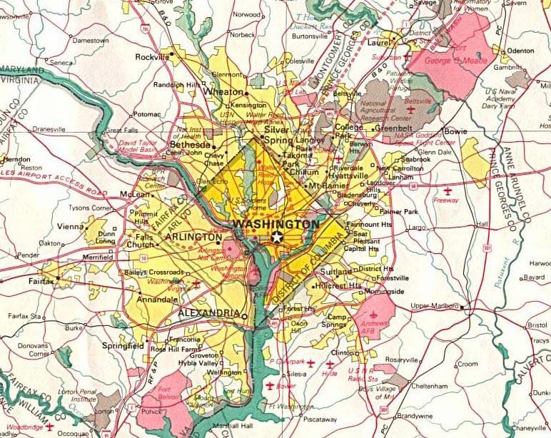 mapa dc a okolní státy