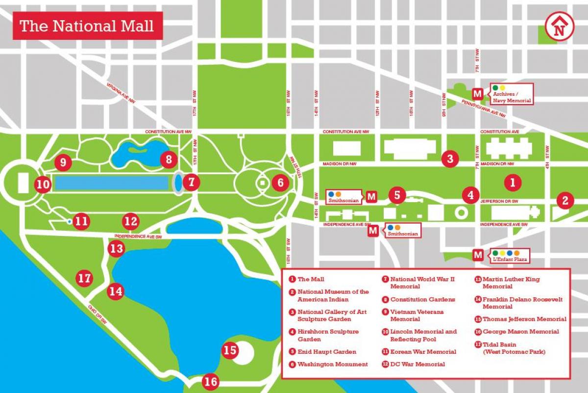 mapa national mall parkoviště