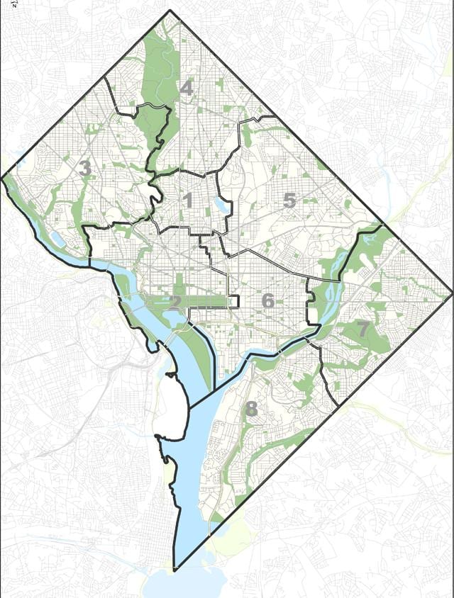 mapa washingtonu, dc, parkování zdarma