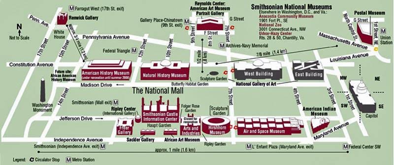 washington dc vládní budovy mapě