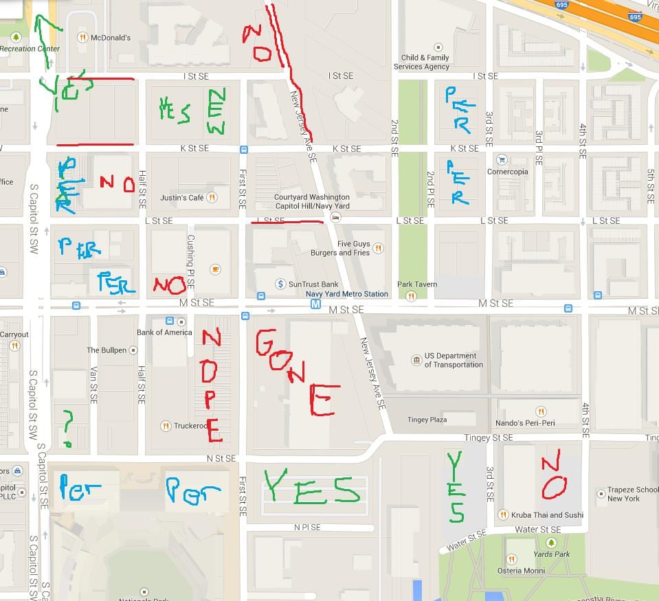 mapa washingtonu, dc handicap parkování