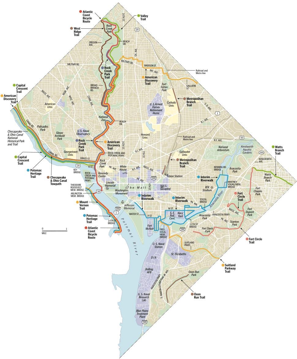 mapa washingtonu, dc kole