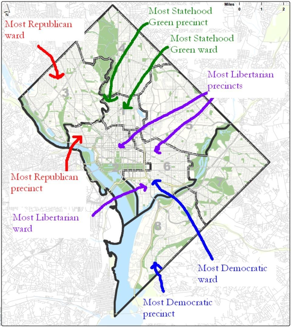 mapa washingtonu, dc politické