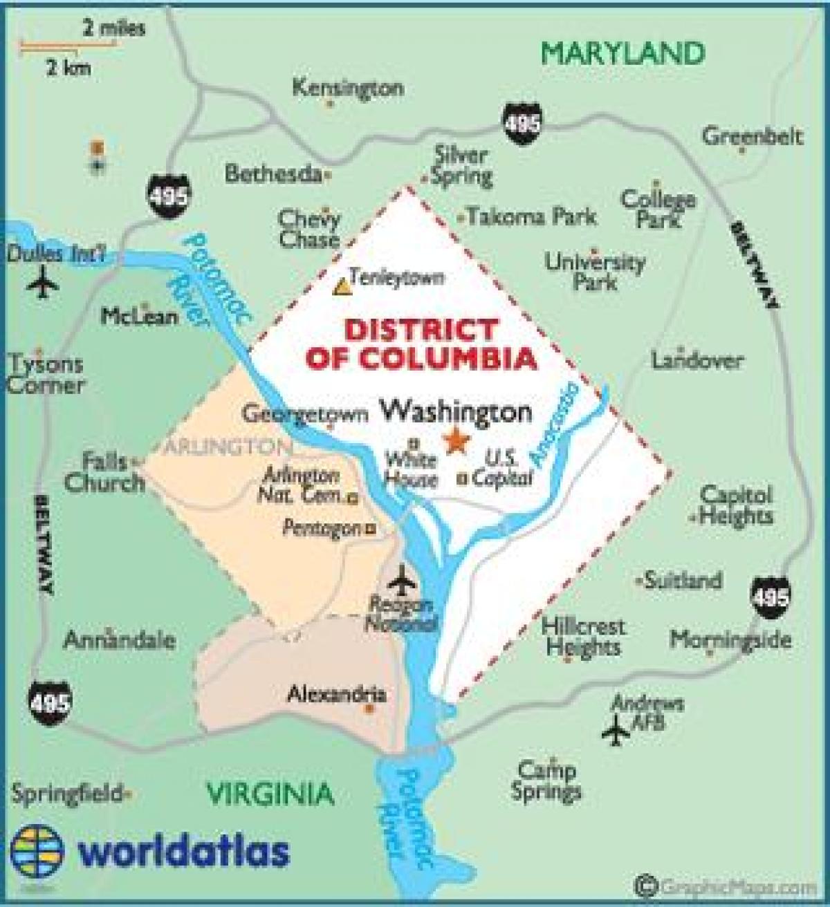 washington dc a státu washington mapa