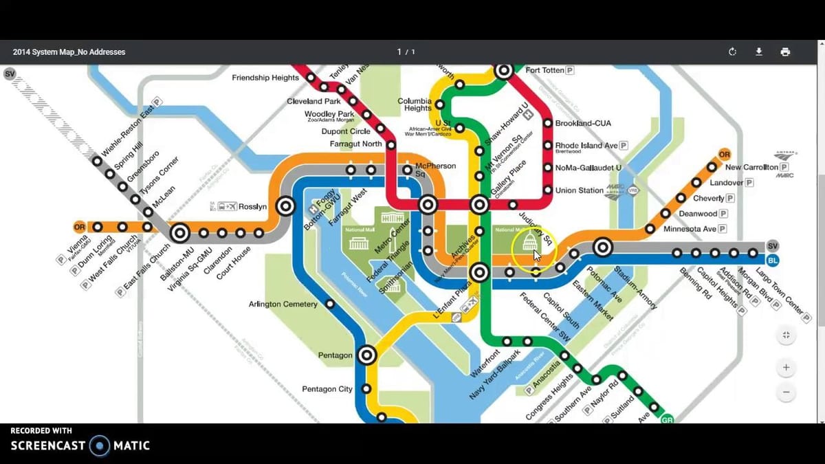 dc metro trip mapa