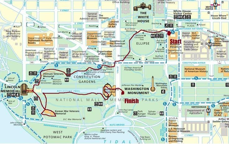 dc walking tour mapě