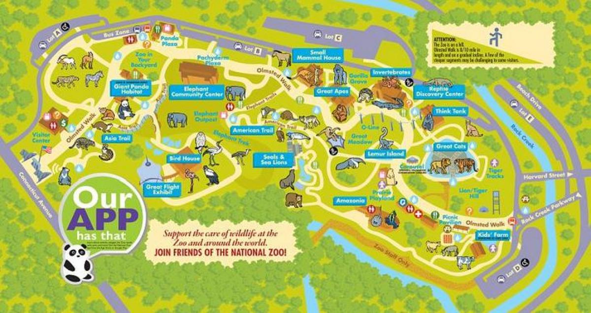 národní zoo ve washingtonu dc mapě