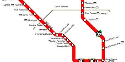 Washington dc červená čára mapě