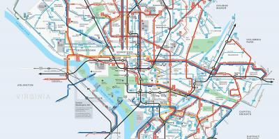 Washington dc autobusové trasy mapě