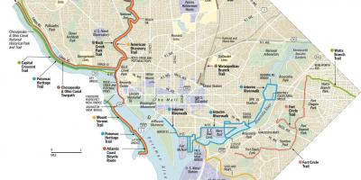 Washington dc cyklistické stezky mapě