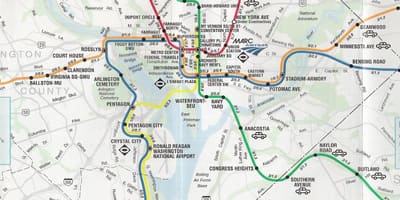 Washington dc mapě, s zastávek metra