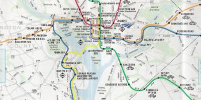 Washington dc mapě, s zastávek metra