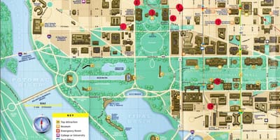 Mapa památek v washington dc