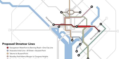 Washington dc tramvaj mapě