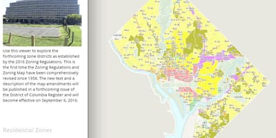 Washington dc zónování mapa