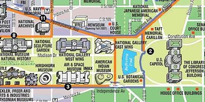 Mapa washingtonu, dc muzea a památky
