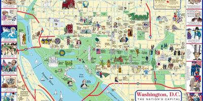 Washington dc, map, bodů zájmu