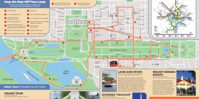 Washington dc hop on hop off autobusové trasy mapě