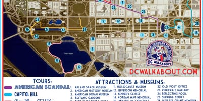 Washington dc návštěvníci guide mapě