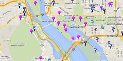 Washington památníky mapě